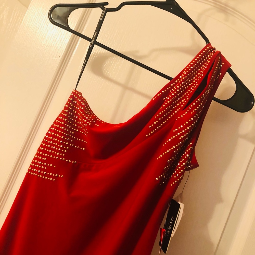 Guess Women’s Red One Shoulder Long Dress